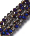 SALMON (BE8701-F22) (BE8701-X) Electroplate Transparent Glass Beads Strands, Half Rainbow Plated, Faceted, Rondelle, 8x5mm (1 STR) (BE8701-X) Electroplate Transparent Glass Beads Strands, Half Rainbow Plated, Faceted, Rondelle, 8x5mm (1 STR)