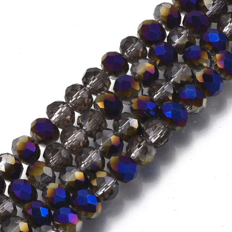 SALMON (BE8701-F22) (BE8701-X) Electroplate Transparent Glass Beads Strands, Half Rainbow Plated, Faceted, Rondelle, 8x5mm (1 STR) (BE8701-X) Electroplate Transparent Glass Beads Strands, Half Rainbow Plated, Faceted, Rondelle, 8x5mm (1 STR)
