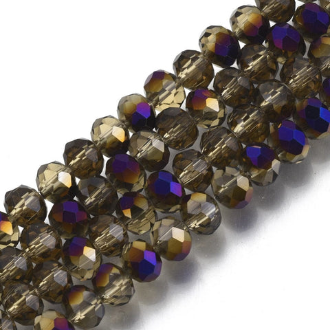 PINK (BE8701-F21) (BE8701-X) Electroplate Transparent Glass Beads Strands, Half Rainbow Plated, Faceted, Rondelle, 8x5mm (1 STR) (BE8701-X) Electroplate Transparent Glass Beads Strands, Half Rainbow Plated, Faceted, Rondelle, 8x5mm (1 STR)