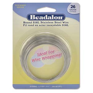 Beadalon 316L Stainless Steel Craft Wire Round 26 Gauge Beadalon 316L Stainless Steel Craft Wire Round 26 Gauge