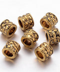 BEADS METAL 9MM (10 PCS) Tibetan Style Beads, Lead Free & Nickel Free, Tube, Antique Golden Size: about 9mm long, 8mm wide, hole: 6mm