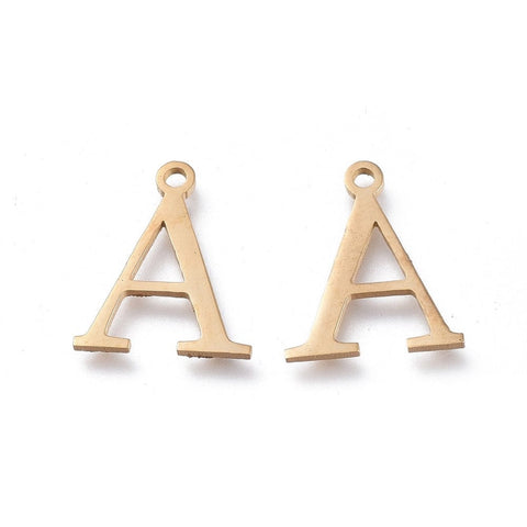 BeadsBalzar Beads & Crafts Α (SG7385-ALL) 304 Stainless Steel Charms, Greek Alphabet, Golden, about 14mm (1 PC)