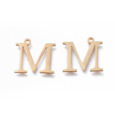 BeadsBalzar Beads & Crafts Μ (SG7385-ALL) 304 Stainless Steel Charms, Greek Alphabet, Golden, about 14mm (1 PC)