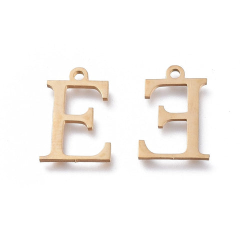 BeadsBalzar Beads & Crafts Ε (SG7385-ALL) 304 Stainless Steel Charms, Greek Alphabet, Golden, about 14mm (1 PC)