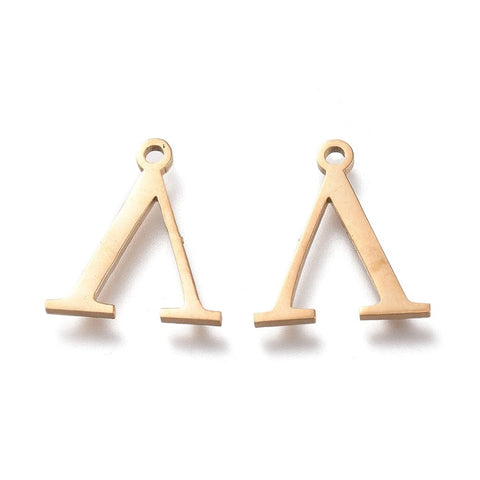 BeadsBalzar Beads & Crafts Λ (SG7385-ALL) 304 Stainless Steel Charms, Greek Alphabet, Golden, about 14mm (1 PC)