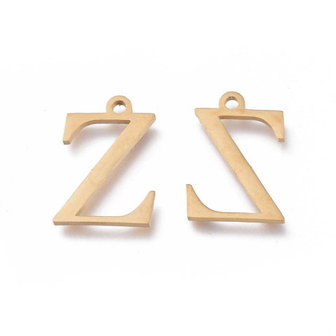 BeadsBalzar Beads & Crafts Ζ (SG7385-ALL) 304 Stainless Steel Charms, Greek Alphabet, Golden, about 14mm (1 PC)