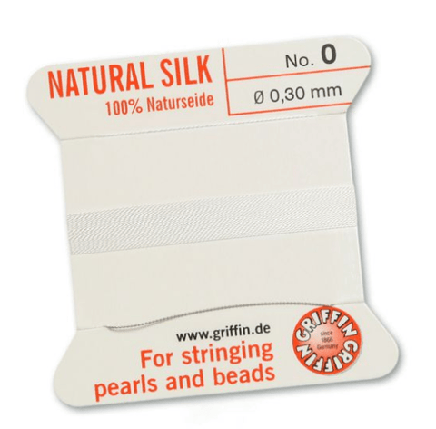 BeadsBalzar Beads & Crafts (010100) GRIFFIN NATURAL SILK 2M 1 NEEDLE WHITE 0.30MM
