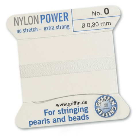 BeadsBalzar Beads & Crafts (070100) NYLONPOWER 2M 1 NEEDLE WHITE 0,30MM (2 MTRS)