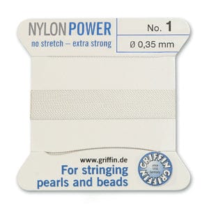 BeadsBalzar Beads & Crafts (070101) GRIFFIN NYLON BD CORD WHITE SIZE 1- 2M- 0.35MM (1 PC)