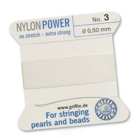 BeadsBalzar Beads & Crafts (070103) NYLONPOWER 2M 1 NEEDLE WHITE 0.50MM (2 MTRS)