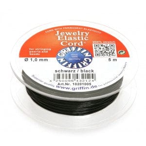 BeadsBalzar Beads & Crafts (10201005) Griffin Jewelry Elastic Cord 1,0 mm black 5m spool