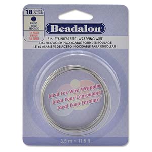 BeadsBalzar Beads & Crafts (180S-018) 316L STAINLESS STEEL WIRE ROUND 18 GAUGE-3.5MET