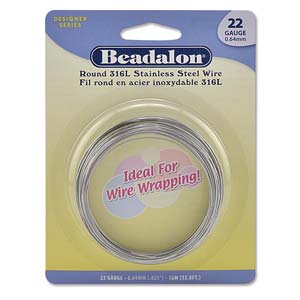 BeadsBalzar Beads & Crafts (180S-022) 316L STAINLESS STEEL WIRE ROUND 22 GAUGE-10M