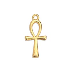 BeadsBalzar Beads & Crafts 18KT GOLD PLATED (GQ6439-18KT) (GQ6439X)  Ankh cross motif pendant 10 x 22MM (4 PCS)