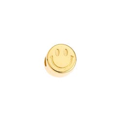 BeadsBalzar Beads & Crafts 18KT. GOLD PLATED (GQF8208-18KT) (GQF8208-X) 9mm Bead happy face Φ3mm (2 PCS)