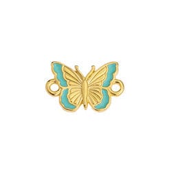 BeadsBalzar Beads & Crafts 24KT.GD.PL/ LT. BLUE (GQB8523-GT-10PC) (GQB8523-X-10PC) Alloy Motif butterfly with 2 rings 16x11mm (10 PCS)