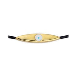 BeadsBalzar Beads & Crafts 24KT GD.PL/LT BLUE (GQE7160-2) (GQE7160-X) Eye motif slider hole 1.5mm (2 PCS)