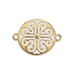 BeadsBalzar Beads & Crafts 24KT.GD.PL./WHITE (GQL8381-B) (GQL8381-X) Alloy Round greek with 2 rings 23x17mm (2 PCS)