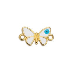 BeadsBalzar Beads & Crafts 24KT.GD.PL./WHITE WITH EYE (GQB7101A) (GQB7101X-10PC) Butterfly motif wireframe with 2 rings 17X9MM (10 PCS)