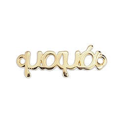 BeadsBalzar Beads & Crafts 24KT GOLD PLATED (GQ6188A) (GQ6188-X) "μαμά" with 2 eyes 25X9MM (3 PCS)