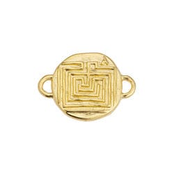 BeadsBalzar Beads & Crafts 24KT. GOLD PLATED (GQL8711-G) (GQF8711-G) Alloy Round motif with maze with 2 rings 14x20mm (2 PCS)