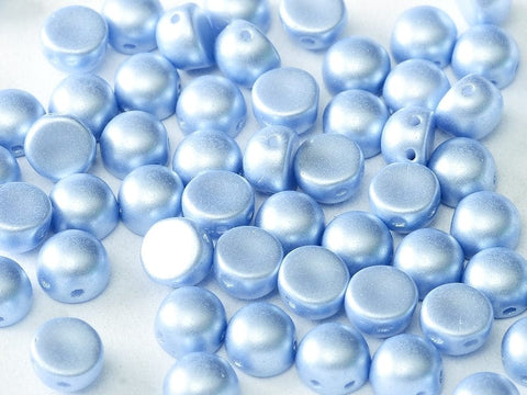 BeadsBalzar Beads & Crafts (2HC-02010-25014) 2-HOLE CABOCHON 6 MM ALABASTER PASTEL LT.SAPPHIRE