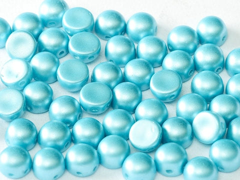 BeadsBalzar Beads & Crafts (2HC-02010-25019) 2-HOLE CABOCHON 6 MM ALABASTER PASTEL AQUA