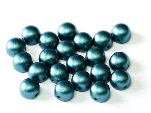 BeadsBalzar Beads & Crafts (2HC-02010-25033) 2-HOLE CABOCHON 6 MM ALABASTER PASTEL PETROL