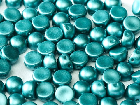 BeadsBalzar Beads & Crafts (2HC-02010-25043) 2-HOLE CABOCHON 6 MM ALABASTER PASTEL EMERALD