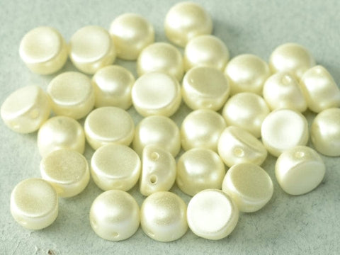 BeadsBalzar Beads & Crafts (2HC-02010-25110) 2-HOLE CABOCHON 6 MM ALABASTER PASTEL LT.CREAM