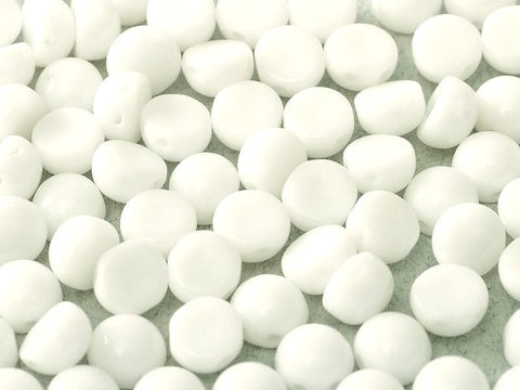 BeadsBalzar Beads & Crafts (2HC-03000) 2-HOLE CABOCHON 6 MM CHALK WHITE