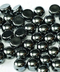 BeadsBalzar Beads & Crafts (2HC-23980-14400) 2-HOLE CABOCHON 6 MM JET HEMATITE