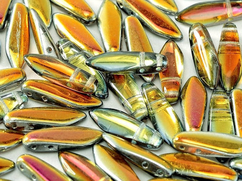 BeadsBalzar Beads & Crafts (2HGD-00030-28001) 2-HOLE GLASS DAGGERS 5 X 16 MM CRYSTAL MAREA