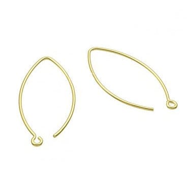 BeadsBalzar Beads & Crafts 3 MICRON GOLD PLATED (925-EH84-3GP) (925-EH84-X) SILVER 925 30MM OPEN ARABESQUE HOOK EARRING SUPPORTS (1 PAIR)