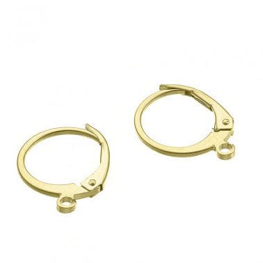 BeadsBalzar Beads & Crafts 3 MICRON GOLD PLATED (925-GH61-3GP) (925-GH61-X) STERLING SILVER 12MM ROUND SLEEPERS 0,8MM WIRE (1 PAIR)