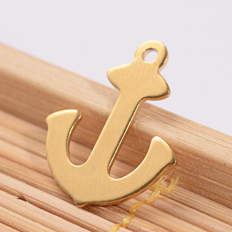 BeadsBalzar Beads & Crafts 304 Stainless Steel Anchor Charms, Golden (SA4698)
