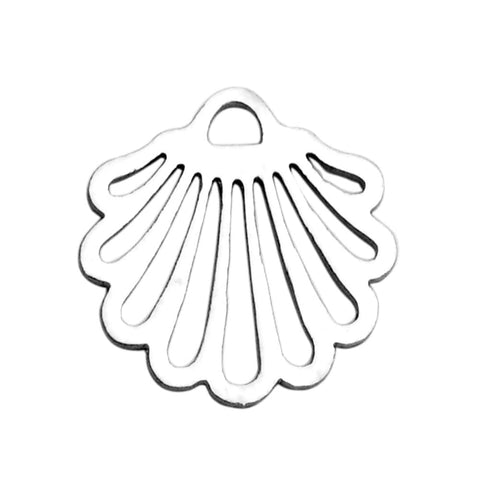 BeadsBalzar Beads & Crafts 304 Stainless Steel Charms, Shell, Stainless Steel Color (SP4707)