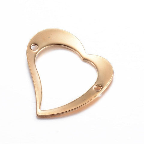 BeadsBalzar Beads & Crafts 304 Stainless Steel Links, Heart, Golden 28MM (SH5037)