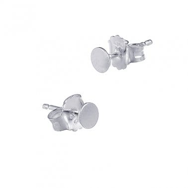 BeadsBalzar Beads & Crafts (925-54SILV) SILVER 925 4MM ROUND FLAT MIRROR POLISHED STUD EARRINGS (1 PAIR)