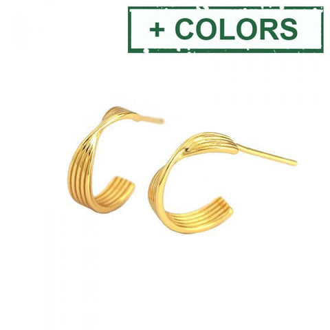 BeadsBalzar Beads & Crafts (925-B06-X) Simple Twisted Letter C Shape 925 Sterling Silver Stud Earrings (1 PAIR)
