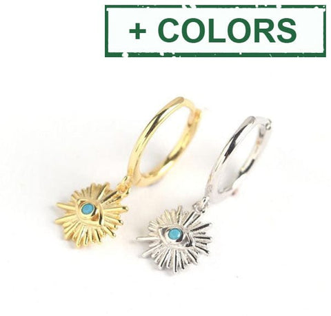 BeadsBalzar Beads & Crafts (925-BH15-X) Holiday Eyes 925 Sterling Silver Hoop Earrings (1 PAIR)