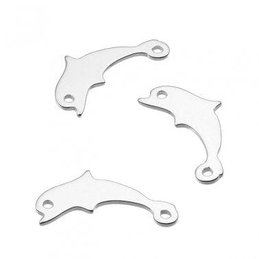 BeadsBalzar Beads & Crafts (925-DP67-S) SILVER 925 10MM DOLPHIN CHARMS 1 HOLE (2 PCS)