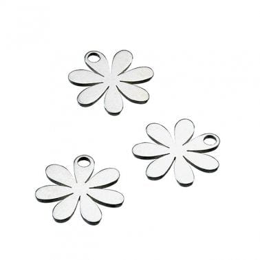BeadsBalzar Beads & Crafts (925-FP66-S) SILVER 925 7MM LASER CUT DAISY CHARMS (2 PCS)
