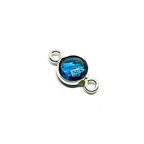 BeadsBalzar Beads & Crafts (925-L04A) Sterling silver 6mm set london blue topaz briolettes 2 rings (1 PC)