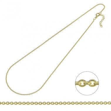 BeadsBalzar Beads & Crafts (925-N100-3GP) SILVER 925 1,5MM ROLO READY-TO-WEAR NECKLACE 50+5CM EXTENDER (1 PC)