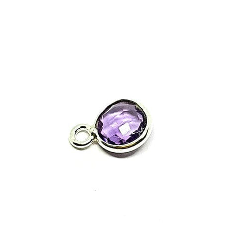 BeadsBalzar Beads & Crafts (925-P05B) Sterling silver 6mm set amethyst briolettes 1 ring (1 PC)