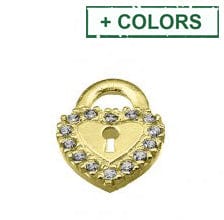 BeadsBalzar Beads & Crafts (925-PL79-S) SILVER 925 13MM HEART PADLOCK CHARM WITH ZIRCONIUM (1 PC)