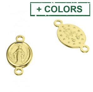 BeadsBalzar Beads & Crafts (925-V95-X) SILVER 925 OVAL VIRGIN MARY MEDALS 8X6MM 2 RINGS (1 PC)