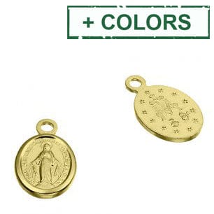 BeadsBalzar Beads & Crafts (925-VP73-X) SILVER 925 OVAL VIRGIN MARY MEDALS 8X6MM 1 RING (2 PCS)