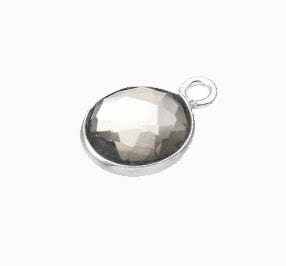 BeadsBalzar Beads & Crafts (925-Z103-X) SILVER 925 8MM SMOKEY QUARTZ ROUND SET BRIOLETTES WITH RING (1 PC)